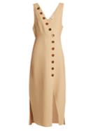 Khaite Christy Deep V-neck Stretch-cady Dress