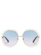 Matchesfashion.com Chlo - Carlina Oversized Round Metal Sunglasses - Womens - Gold