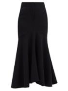 Matchesfashion.com Petar Petrov - Ros Fluted-hem Wool Midi Skirt - Womens - Black