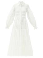 Matchesfashion.com Aje - Serenity Cutout Tiered Cotton Shirt Dress - Womens - White