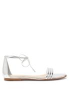 Matchesfashion.com Gianvito Rossi - Ankle-tie Metallic Leather Sandals - Womens - Silver