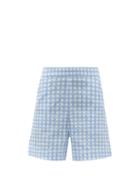 Matchesfashion.com Three Graces London - Robin High-rise Cotton-blend Gingham Shorts - Womens - Blue Multi