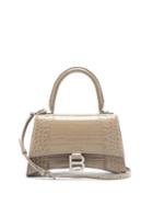 Matchesfashion.com Balenciaga - Hourglass Small Crocodile-effect Leather Bag - Womens - Beige