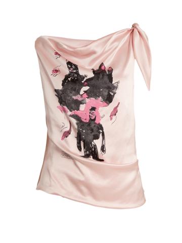 Claire Barrow Mouse Monkey-print Silk-satin Top