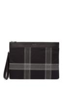 Matchesfashion.com Paul Smith - Check Embroidered Canvas Pouch - Mens - Black