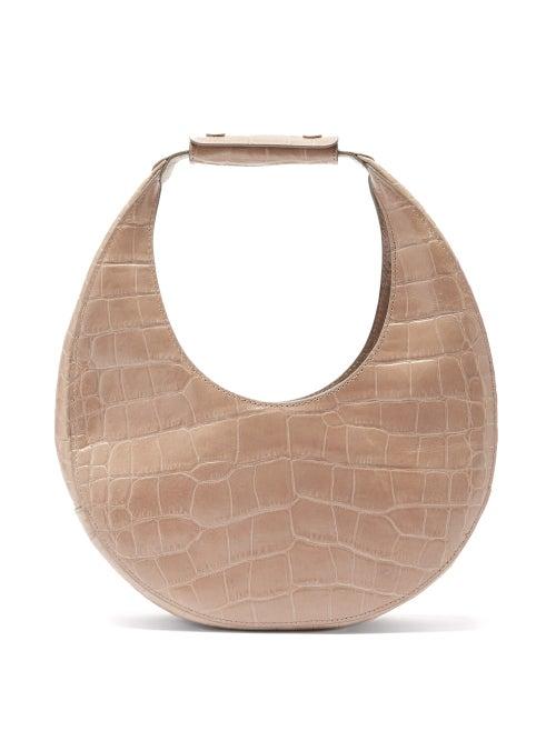 Matchesfashion.com Staud - Moon Medium Croc-effect Leather Shoulder Bag - Womens - Grey