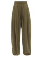 Ladies Rtw Vika 2.0 - High-rise Pleated Tencel-blend Wide-leg Trousers - Womens - Khaki