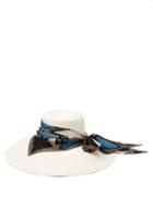 Matchesfashion.com Maison Michel - Big Kate Scarf Trimmed Straw Hat - Womens - White