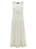 Matchesfashion.com Richard Quinn - Crystal And Bead-embellished Silk-tulle Midi Dress - Womens - Ivory