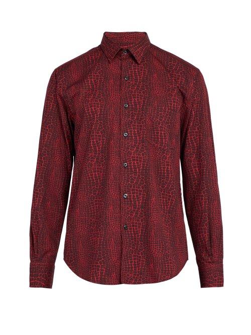 Matchesfashion.com Cobra S.c. - Model 1 Crocodile Print Cotton Shirt - Mens - Red