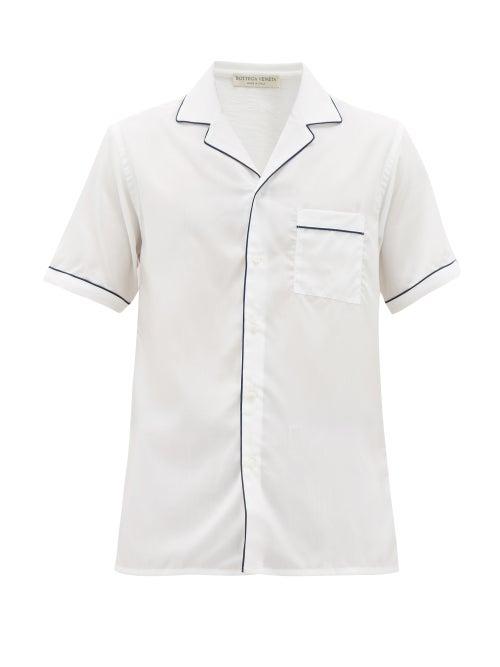 Matchesfashion.com Officine Gnrale - Jeffrey Piped-edge Bowling Shirt - Mens - White Navy