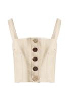 Albus Lumen Anoushka Square-neck Cropped Linen Top