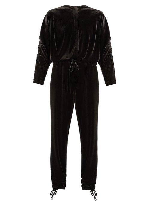 Matchesfashion.com Preen Line - Ruby Stretch Velvet Jumpsuit - Womens - Black