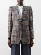 Gucci - Single-breasted Check Silk-moulin Jacket - Womens - Blue Multi
