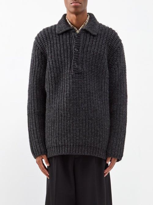 Our Legacy - Big Piquet Cable-knit Wool Cardigan - Mens - Dark Grey