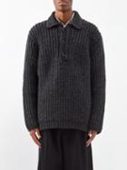 Our Legacy - Big Piquet Cable-knit Wool Cardigan - Mens - Dark Grey