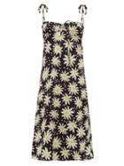 Matchesfashion.com Solid & Striped - Lolita Daisy Print Satin Dress - Womens - Black Print