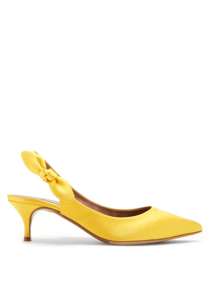 Tabitha Simmons Rise Slingback Kitten-heel Satin Pumps
