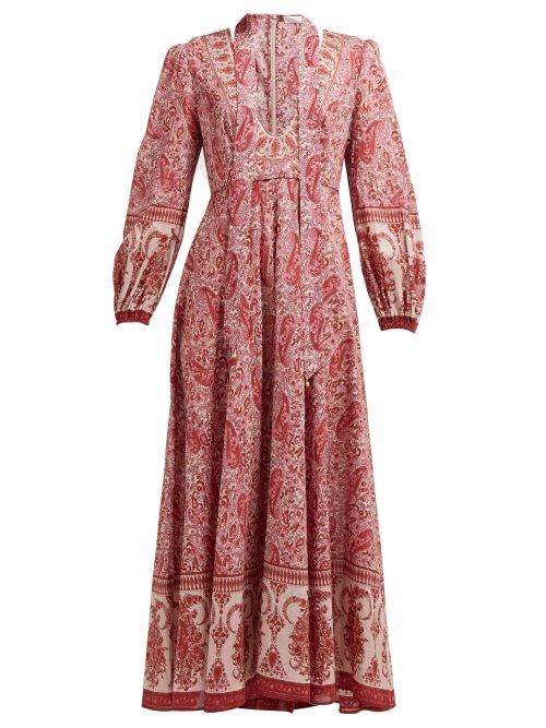 Matchesfashion.com Zimmermann - Amari Paisley Print Voile Maxi Dress - Womens - Pink