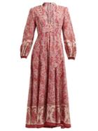 Matchesfashion.com Zimmermann - Amari Paisley Print Voile Maxi Dress - Womens - Pink