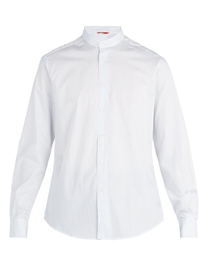 Barena Venezia Granddad-collar Striped Cotton Shirt