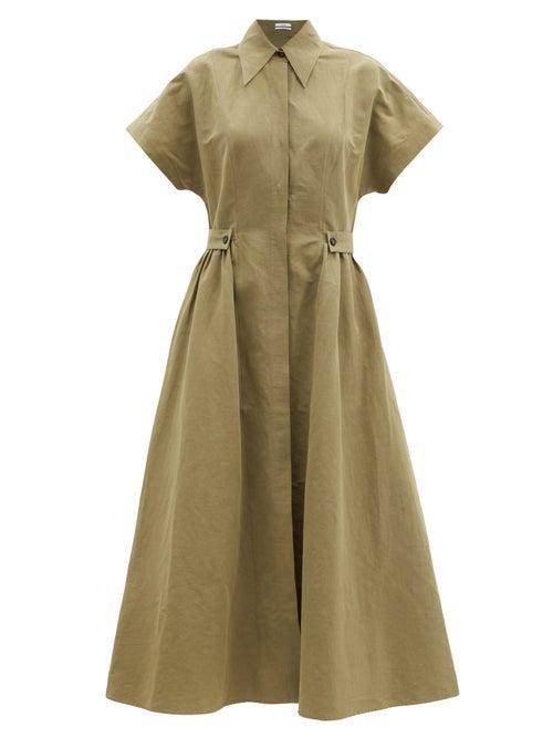 Matchesfashion.com Co - Gathered Linen-blend Shirt Dress - Womens - Khaki