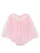 Matchesfashion.com Christopher Kane - Lace Trimmed Tulle Cape Top - Womens - Light Pink