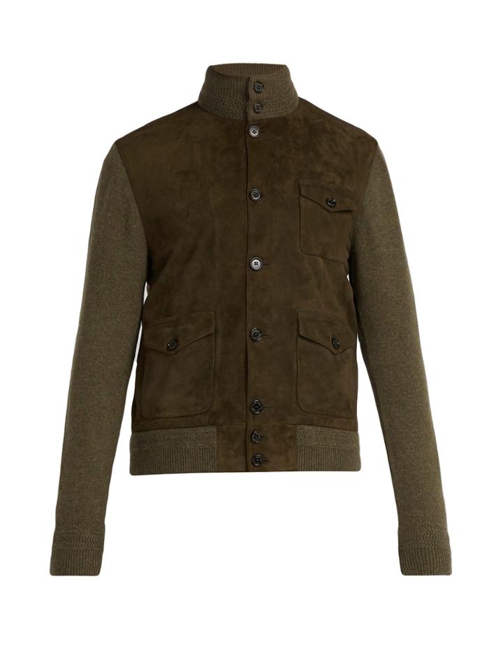 Ralph Lauren Purple Label Cashmere And Suede Single-breasted Military Jacket