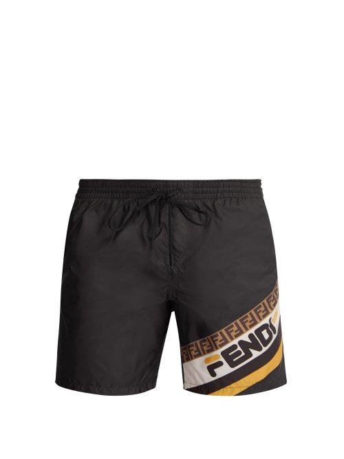 Matchesfashion.com Fendi - Mania Logo Print Swim Shorts - Mens - Black