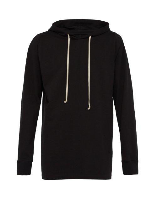 Matchesfashion.com Rick Owens - Longline Cotton Hooded Sweatshirt - Mens - Black