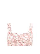 Matchesfashion.com Marysia - Palm Springs Scallop-edge Bikini Top - Womens - Red Print