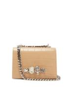 Matchesfashion.com Alexander Mcqueen - Jewelled Crocodile Effect Leather Shoulder Bag - Womens - Nude