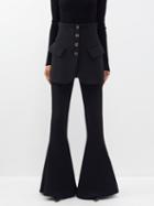 A.w.a.k.e. Mode - Skirt-layered Crepe Flare Trousers - Womens - Black