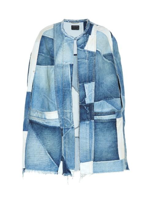 Saint Laurent Patchwork Denim Cape