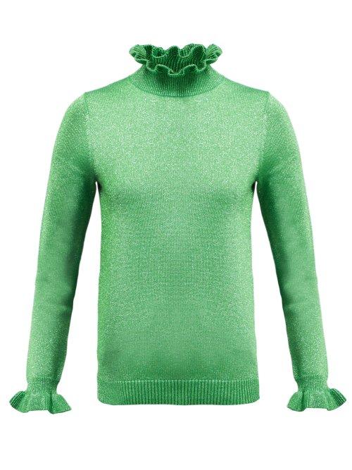 Matchesfashion.com Shrimps - Lettuce Edge Roll Neck Lurex Sweater - Womens - Green