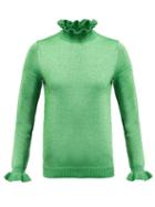 Matchesfashion.com Shrimps - Lettuce Edge Roll Neck Lurex Sweater - Womens - Green