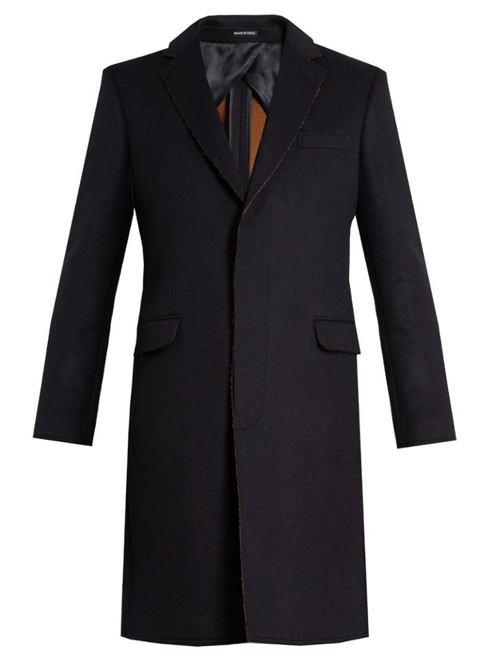 Alexander Mcqueen Frayed-edge Single-breasted Coat