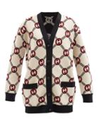 Gucci - Gg-jacquard Wool-blend Cardigan - Womens - Ivory Multi
