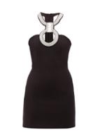 David Koma - Crystal-embellished Cutout Halterneck Mini Dress - Womens - Black