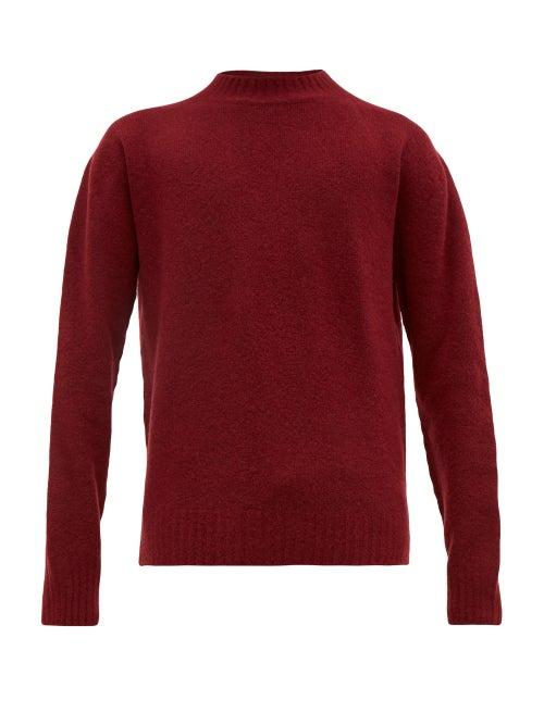 Matchesfashion.com Schnayderman's - Crew Neck Merino Wool Blend Sweater - Mens - Burgundy