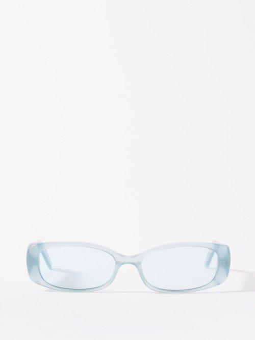 Dmy By Dmy - Billy Rectangular Acetate Sunglasses - Womens - Light Blue