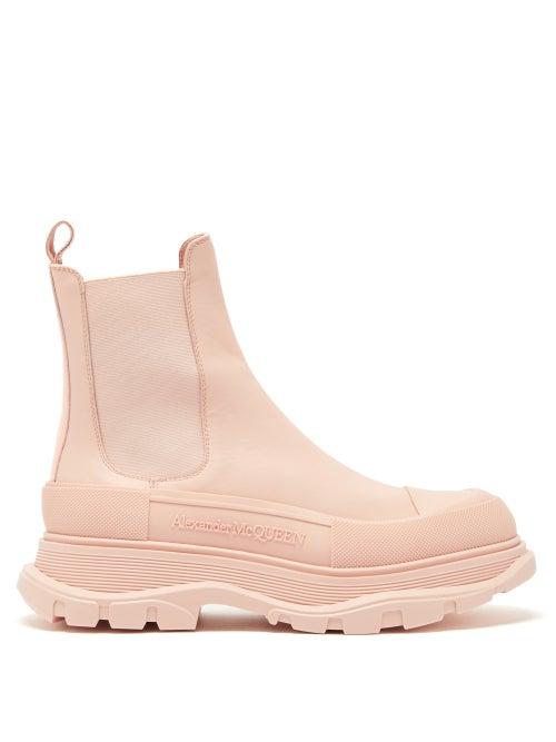 Alexander Mcqueen - Tread Slick Leather Chelsea Boots - Womens - Pink