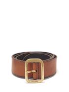 Saint Laurent - Logo-engraved Leather Belt - Mens - Brown