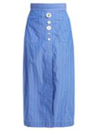 Ellery Aggie Striped Cotton Midi Skirt
