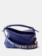 Loewe - Puzzle Edge Small Logo-strap Leather Bag - Womens - Navy
