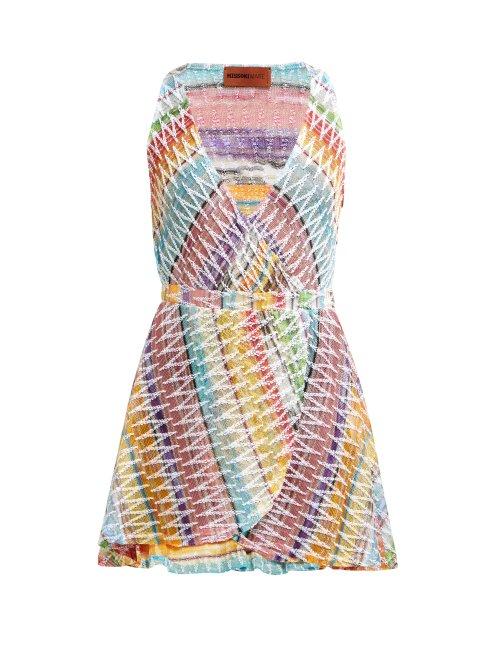 Matchesfashion.com Missoni Mare - Knitted Cotton Blend Mini Dress - Womens - Multi