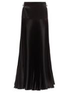 Matchesfashion.com Alexandre Vauthier - Crystal Buckle Pleated Satin Skirt - Womens - Black
