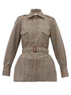 Matchesfashion.com Giuliva Heritage Collection - The Aurora Belted Checked Wool Shirt - Womens - Brown Multi