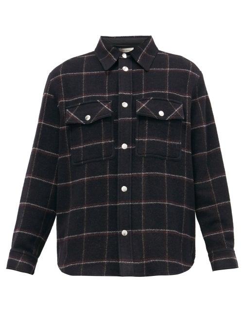 Matchesfashion.com Isabel Marant - Fesleyhi Windowpane-check Felted-flannel Shirt - Mens - Black