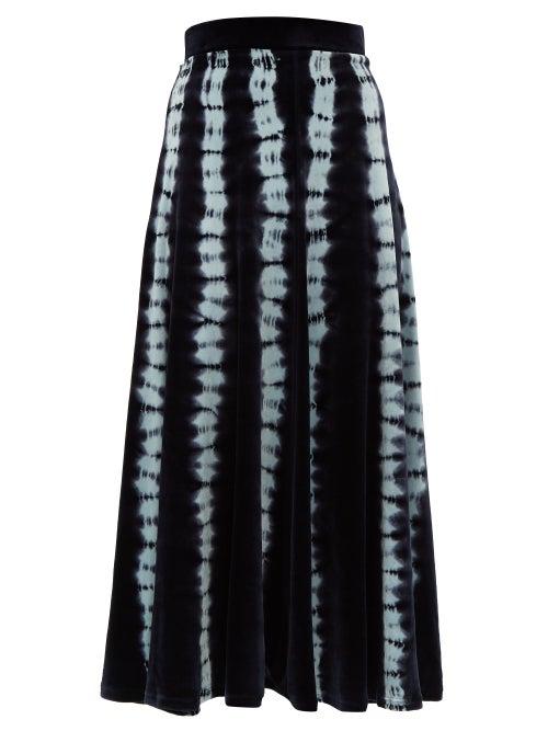 Matchesfashion.com Proenza Schouler - Tie Dye Velvet Midi Skirt - Womens - Blue Multi